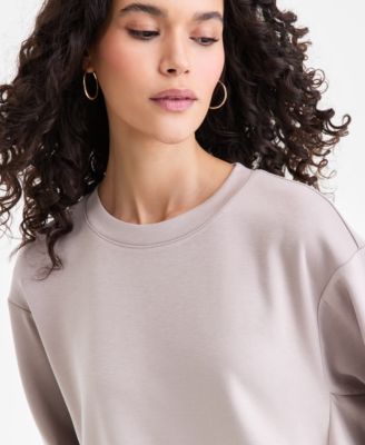 Women's Long-Sleeve Bubble-Hem Sweatshirt