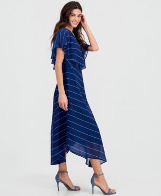 Women's Capelet-Sleeve Point-Hem Midi Dress