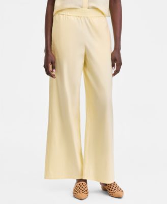 Women's Linen-Blend Wide Leg Pull On Pants