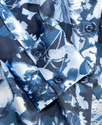 Women's Long-Sleeve Printed Button-Front Collared Shirt