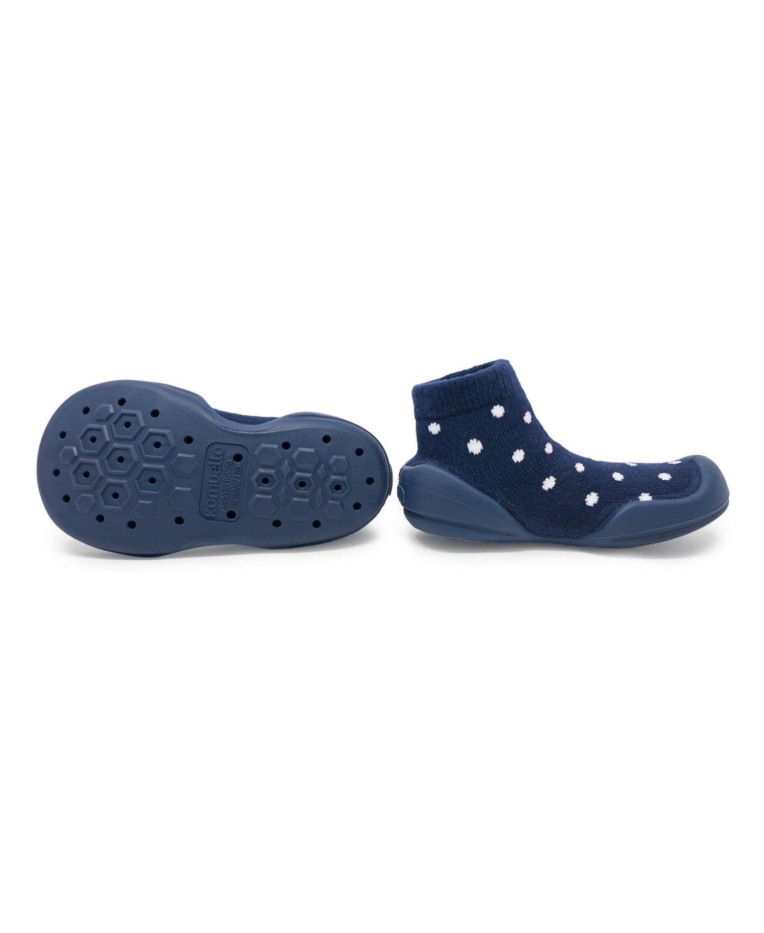 Baby Boy First Walk Sock Shoes Dotty Navy