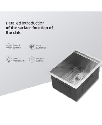 15inch Undermount Kitchen Sink 16G T304 Stainless Steel Ledge Workstation Single Bowl 15x19x10inch with Full Accessories