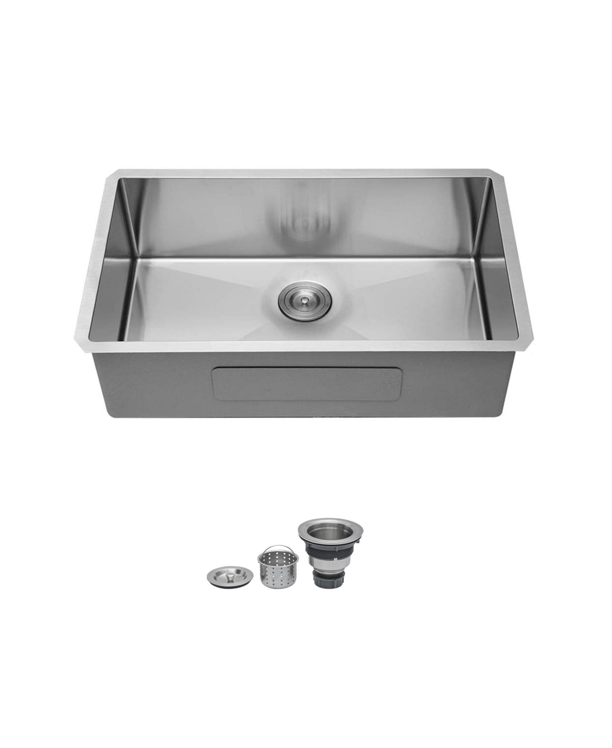 flynama 32x19x9inch Undermount Single Bowl Kitchen Sink 16 Gauge 304 Stainless Steel with Drain Assembly No Additional Accessories