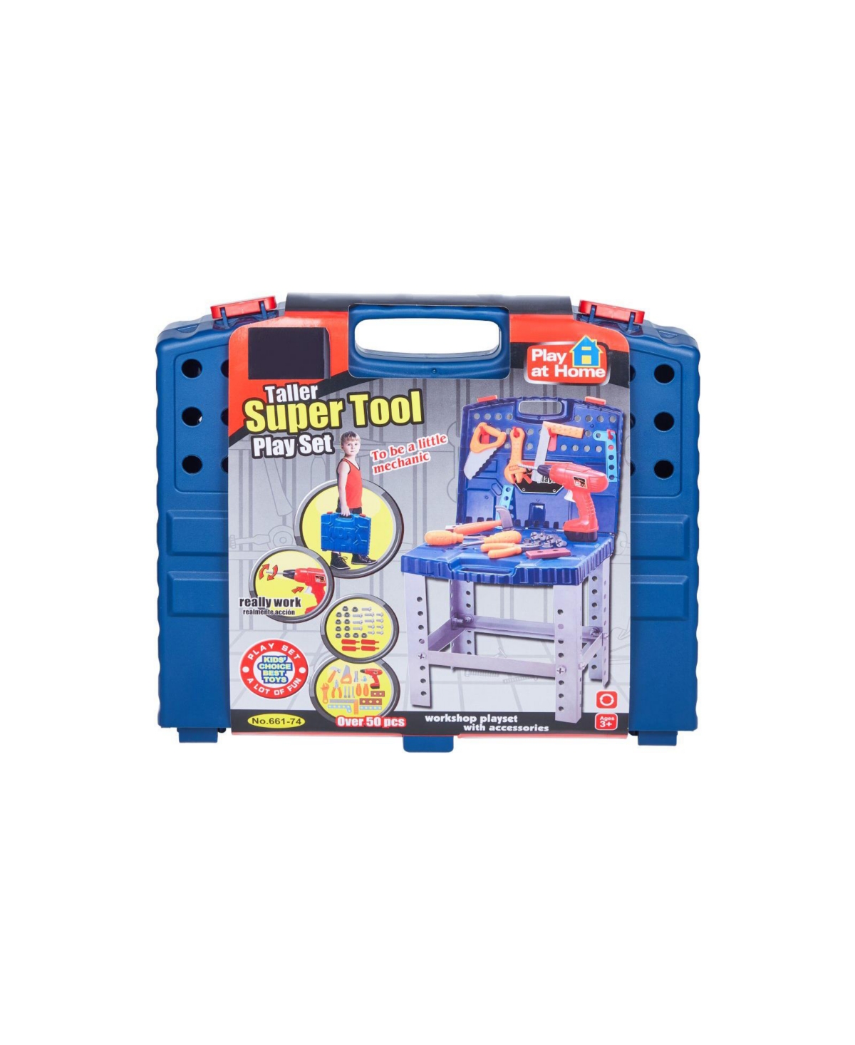 Slickblue Kids Workbench, 56 pcs, Kids Tool Bench with Realistic Tools and Electric Drill, Pretend Play Construction Workbench Toys for Toddlers