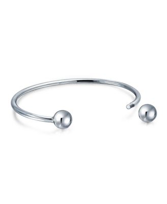 Bangle Cuff For European Charm & Beads Bracelet .925 Sterling Silver Ball-Screw Tips