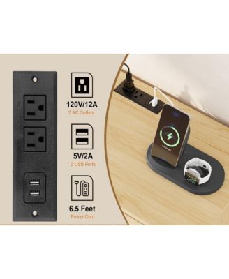 Rattan Nightstand with Drawers, Modern Large Bedside Table Night Stand for Bedroom