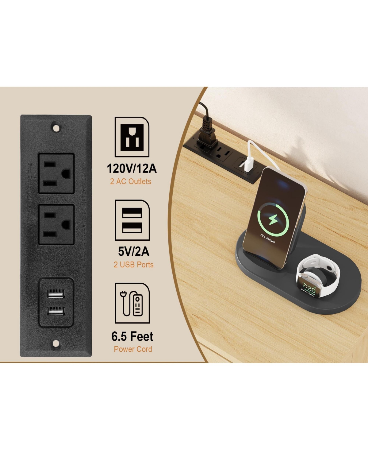 Gaomon Rattan Nightstand with Drawers, Modern Large Bedside Table Night Stand for Bedroom