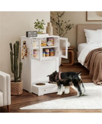 Dog Feeders with Dog Raised Bowls in White