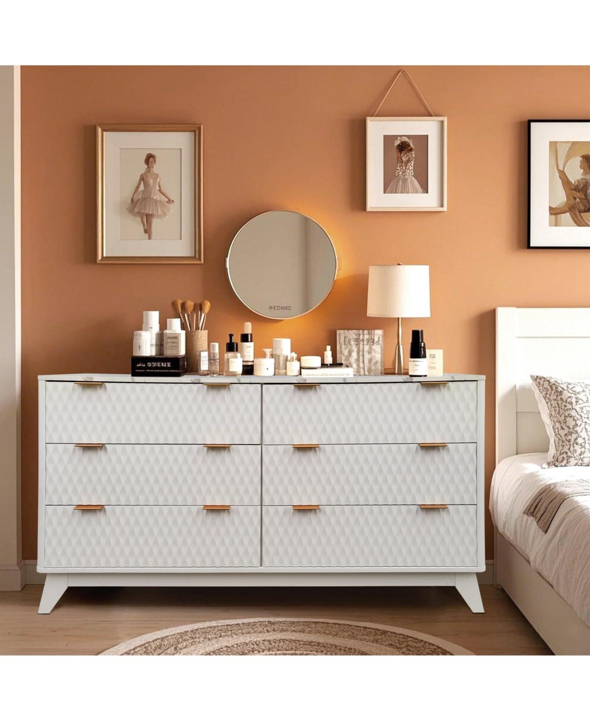 Gaomon Fluted Dresser for Bedroom, Modern 6 Drawer