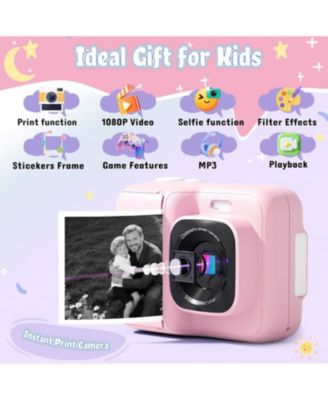 Kids Instant Print Camera, 1080P Digital Camera with 32GB SD Card & 3 Paper Rolls. Christmas Birthday Gift for 4-10 Year Old Girls Boys, Pink