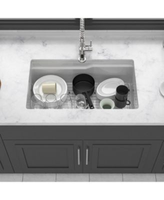 Undermount Workstation Single Bowl Porcelain Fireclay Kitchen Sink Dual Mount White Rectangular Deep Basin