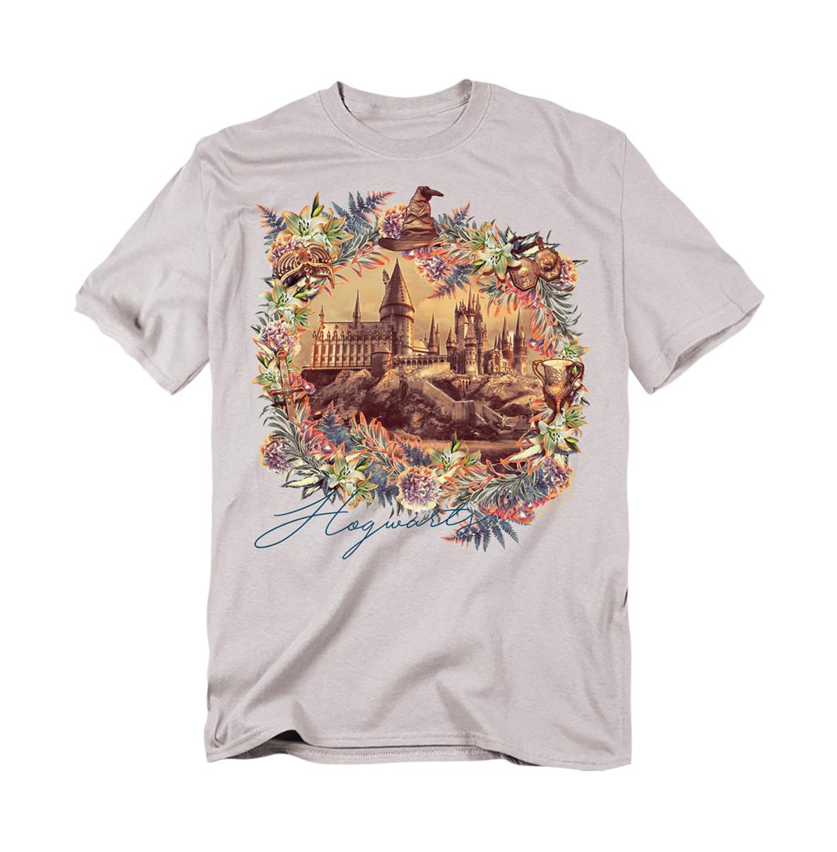 Harry Potter Men's Hogwarts Image Wfloral Wreath T Shirt