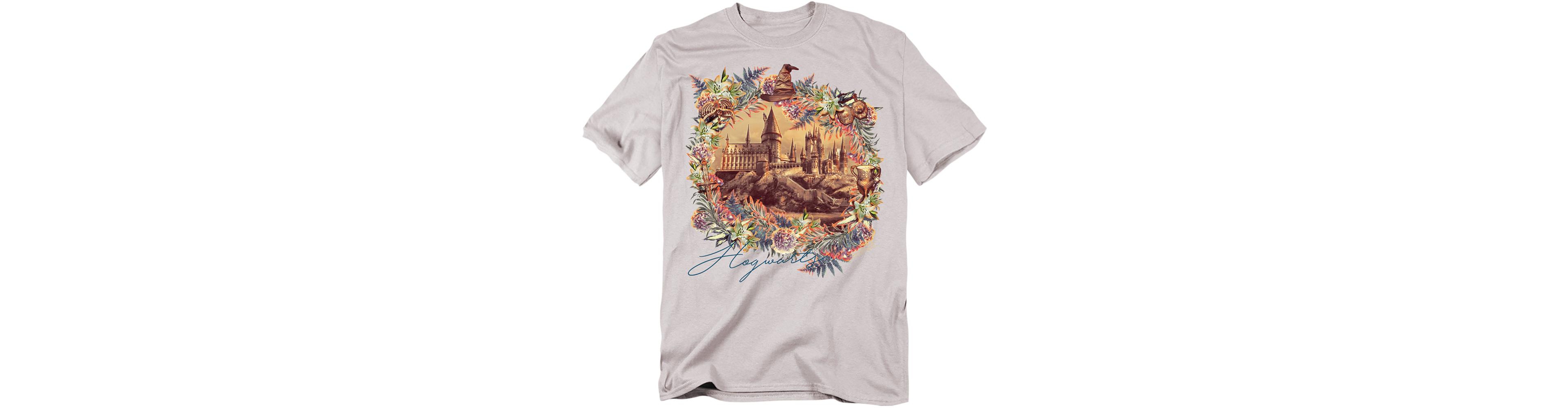 Harry Potter Men's Hogwarts Image Wfloral Wreath T Shirt