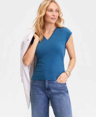 Women's Cap-Sleeve V-Neck T-Shirt