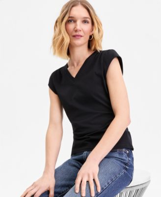 Women's Cap-Sleeve V-Neck T-Shirt