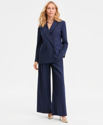 Women's Double-Breasted Pinstripe Blazer