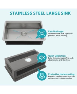 Undermount Workstation Kitchen Sink Single Bowl 16 Gauge Stainless Steel