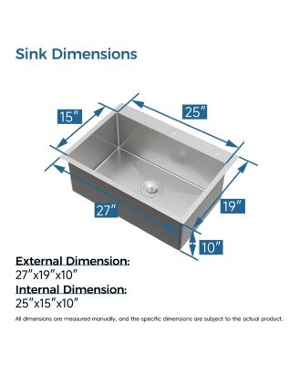 Overmount Single Bowl Dark Gray 304 Stainless Steel Handmade Kitchen Sink with US Standard Drain and Hook