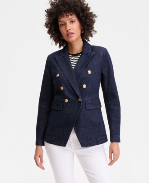 Женский пиджак I.N.C. International Concepts Double-Breasted Denim Blazer, цвет: Варёный