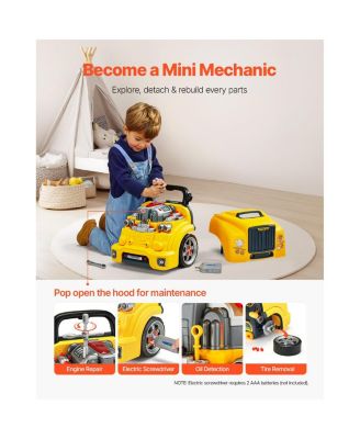 Engine Toy, 60 Pieces, Kids Mechanic Car Repair Set with Removable Parts, Lights and Sounds, Steering Wheel and Horn