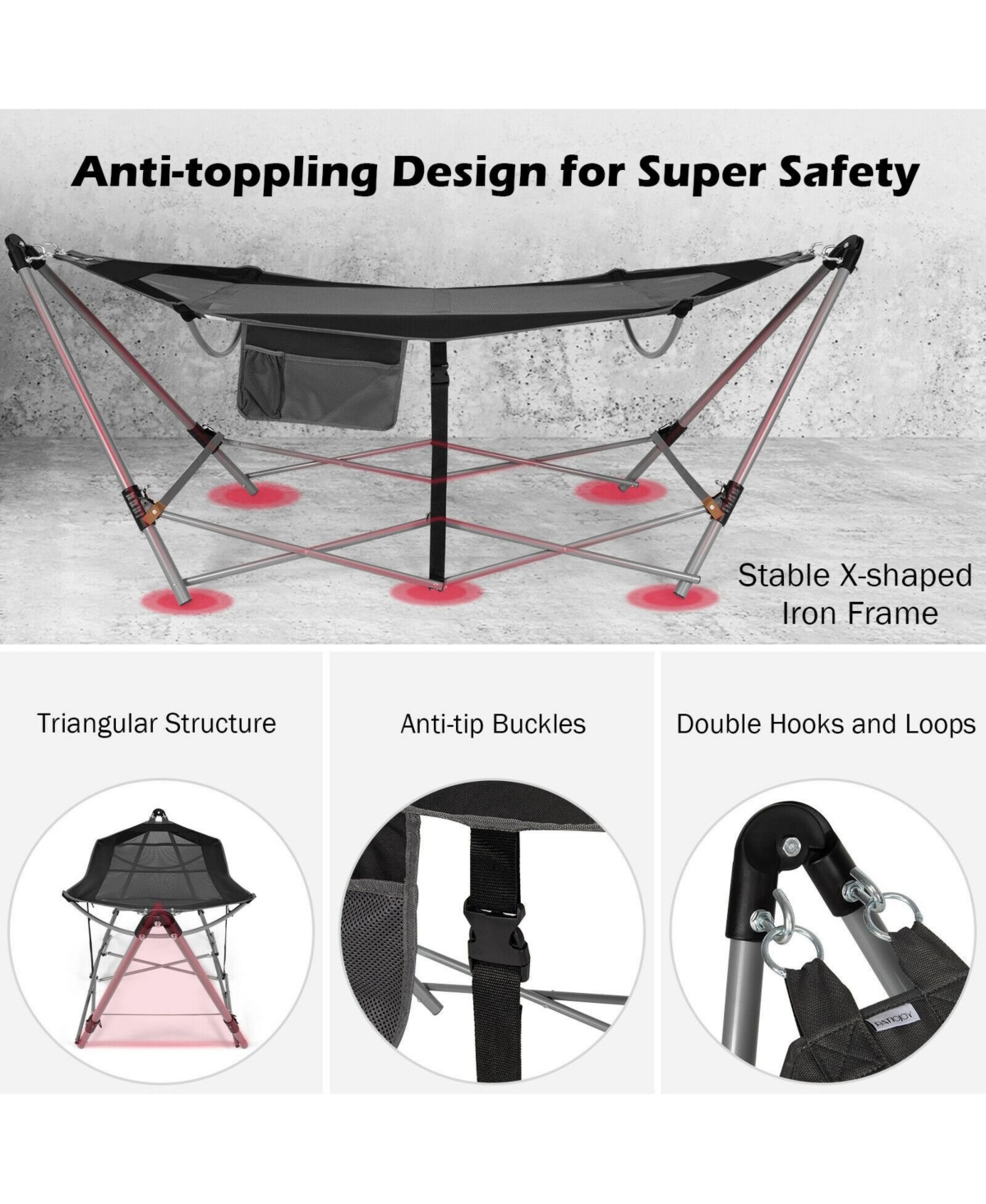 Sugift Portable Folding Hammock with Hammock Stand