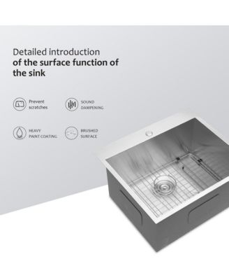 22x22x12inch Laundry Sink Topmount Stainless Steel Deep Single Bowl Utility Room Sink