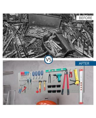 24"x16" Pegboard Wall Organizer 128 PC Kit, Gray