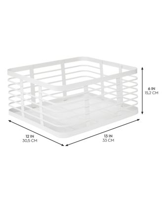 Metal Pantry Basket with Handles - Set of 2 - Matte White