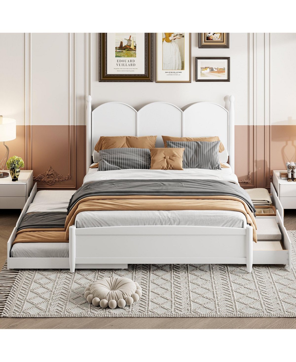 Boyel Living Queen Platform Bed with 2 Big Drawers and Twin Xl Trundle