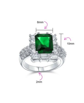 Classic Halo 5CT Cubic Zirconia Emerald Cut Green CZ Art Deco Statement Ring