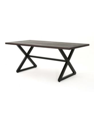 Mondawe 70.50 Inches Outdoor Aluminum Dining Table with Steel Frame and  X-Base