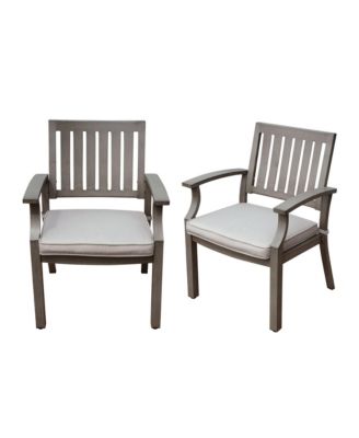 Mondawe Outdoor Modern  Aluminum Frame Stationary Dining Chair With Gray Cushioned Seat (Set of 2)