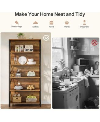 70.87" Tall Bookshelf Set of 2, 6-Tier Industrial Bookcase with Geometric Metal Frame & Open Storage Shelves, Freestanding Display Shelf