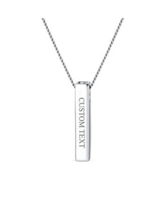 Minimalist Vertical 3D Pillar Bar Necklace Pendant Solid .925 Sterling Silver