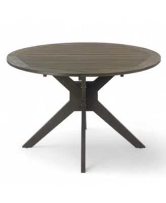 Mondawe 47-in Round Outdoor Dining Table in Gray Acacia Wood with X-Base