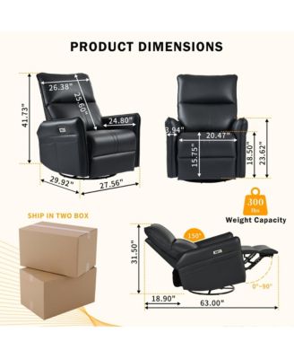 270°Power Swivel Rocker Recliner Chair for Adults, Electric Sofa Recliners for Living Room, Bedroom,RV