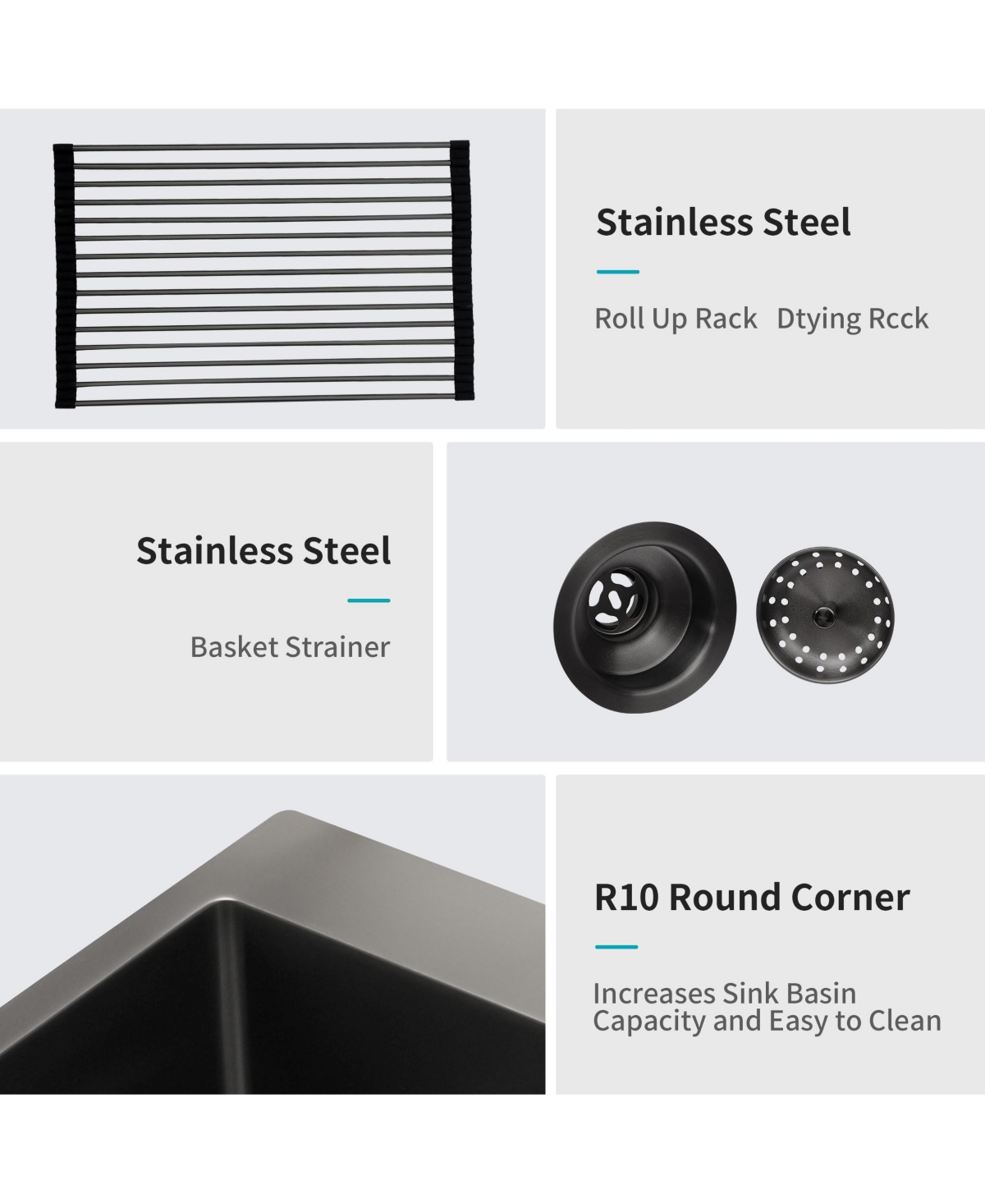 flynama huluwat 28x22x10inch Gunmetal Black Kitchen Sink Drop In Topmount Stainless Steel 16 Gauge