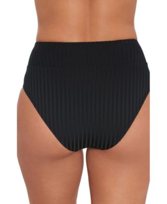 Women's S3 Smoothing Ribbed Banded High-Waist Swimsuit Bikini Bottoms