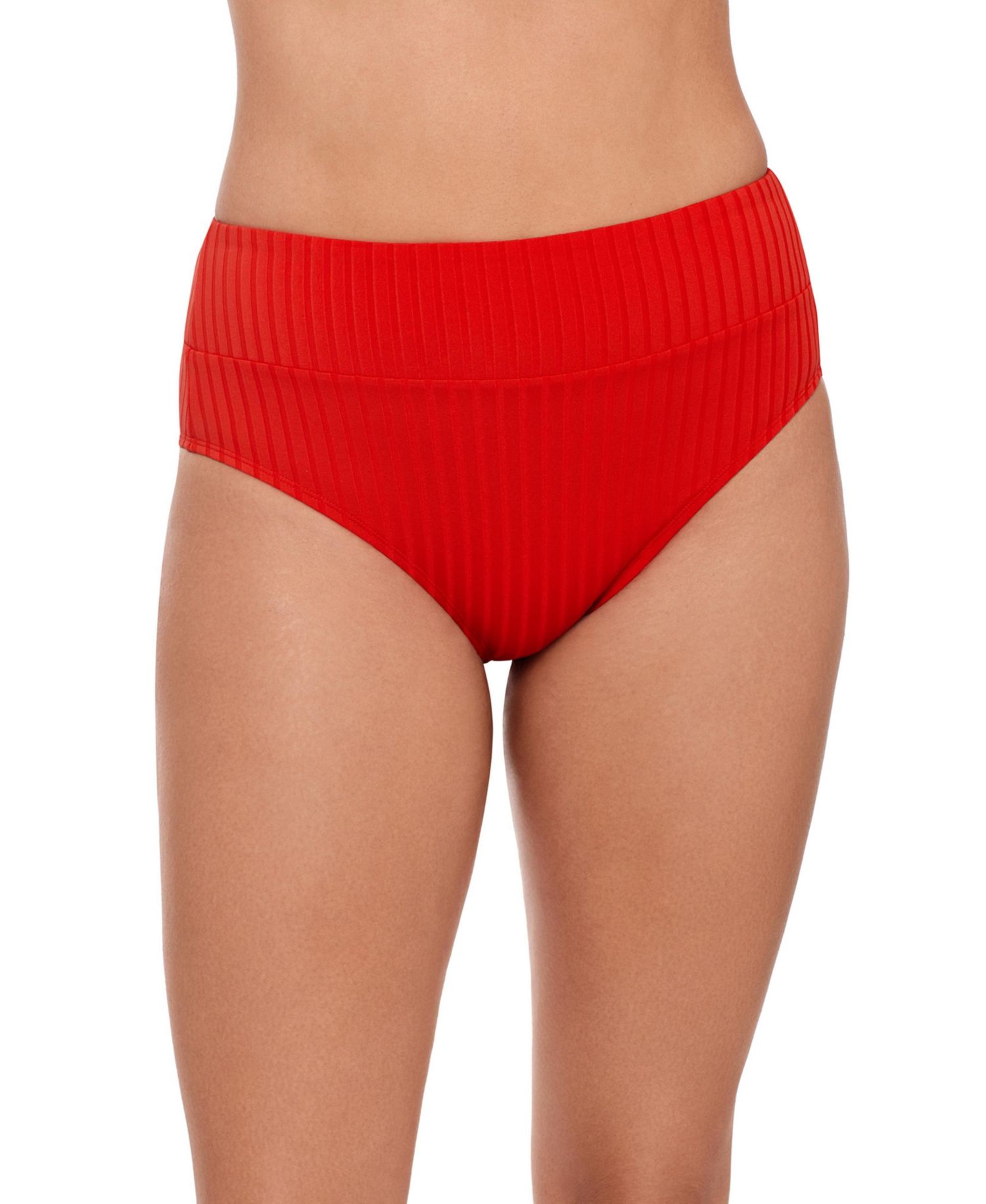 Women's Smoothing and Sculpting Ribbed Banded High-Waist Swimsuit Bikini Bottoms