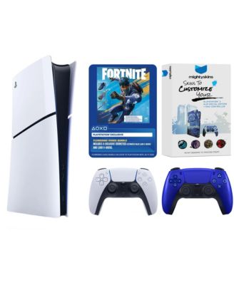 PlayStation 5 Digital Fortnite Flowering Chaos Bundle with Extra Controller and MightySkins Code - Cobalt Blue