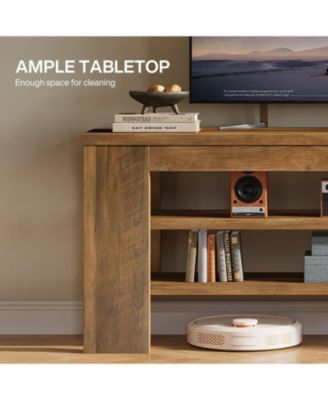 TV Stand for TVs up to 55 Inch, Entertainment Center with Open Storage Shelves & Soundbar Shelf, Modern Media Console Table