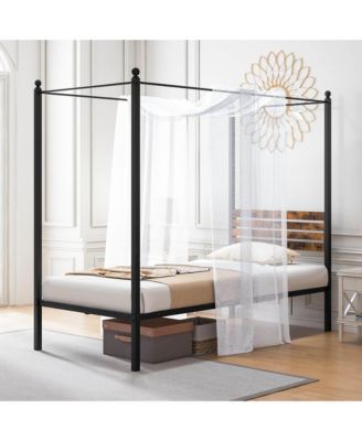  4-Post Canopy Bed Frame Rustproof Metal Noise-free with Foot Pads