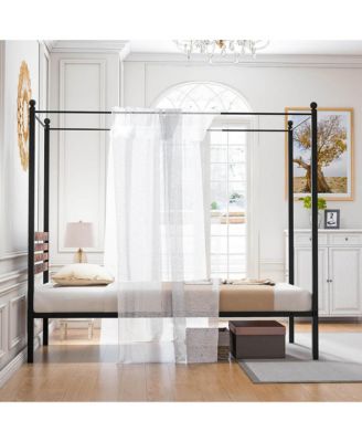  4-Post Canopy Bed Frame Rustproof Metal Noise-free with Foot Pads