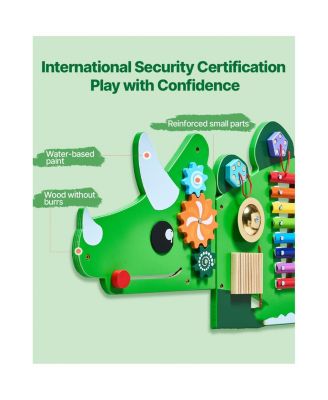 Dinosaur Activity Wall Busy Board Panels, 11 Activities, Montessori Sensory Wall Toy for Kids 3-12 Years