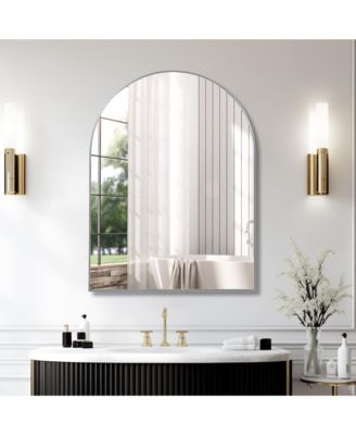 30x40 Inch Arch Bathroom Mirror, Modern Wall Mounted Vanity Mirror with Premium Shatterproof Glass and Anti-Rust Aluminum Frame