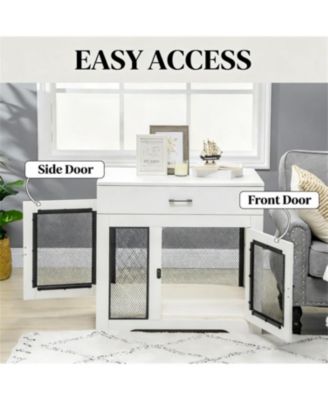 Dog Crate with 2 Doors in Cream White