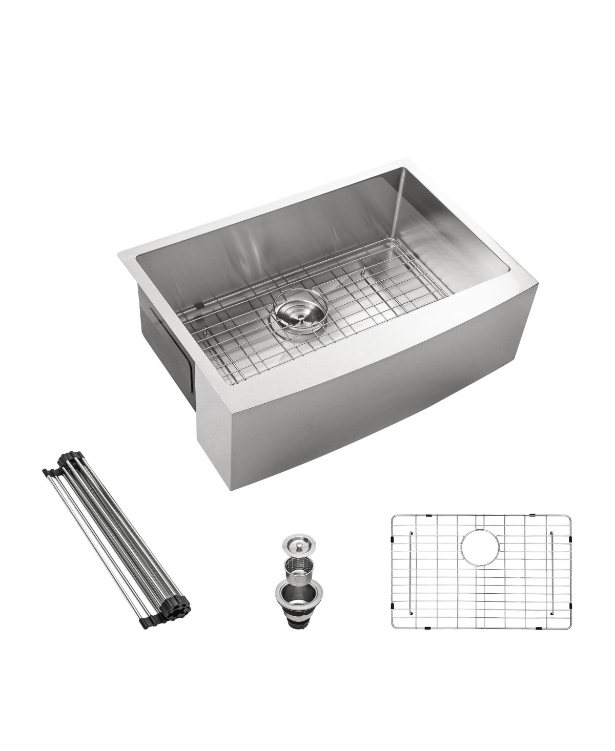 flynama 33x21x10inch Brushed Nickel Farmhouse Kitchen Sink Stainless Steel Apron Front 16 Gauge