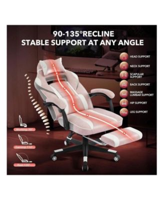 Video Gaming Chair With Massage Lumbar Support And Footrest Height Adjustable Big And 50.3inch Tall Ergonomic PU Leather