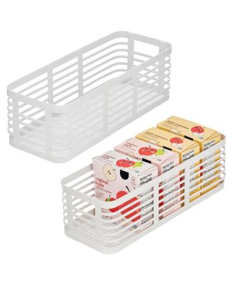 Metal Pantry Basket with Handles - Set of 2 - Matte White