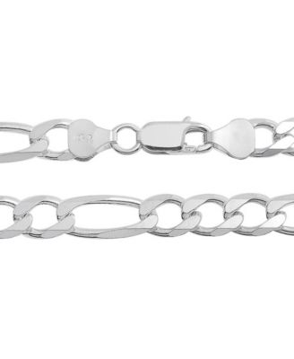 Large Solid Heavy .925 Sterling Silver 8mm Figaro Chain Link Necklace Made in Italy